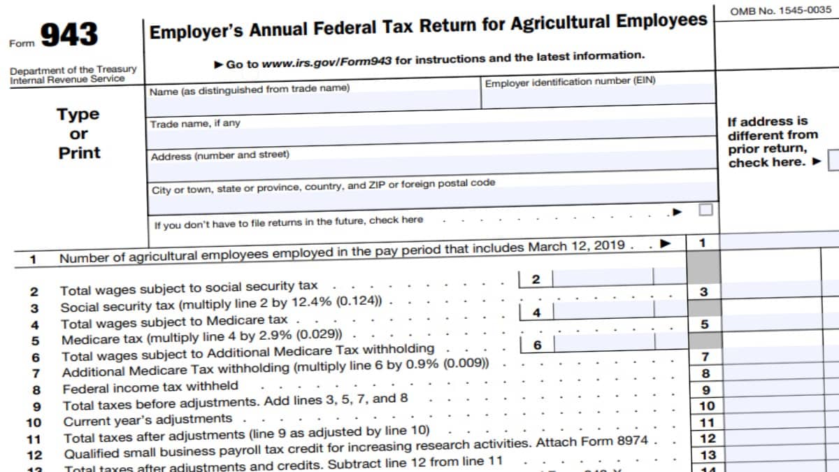 943 Form 943 Form 2021