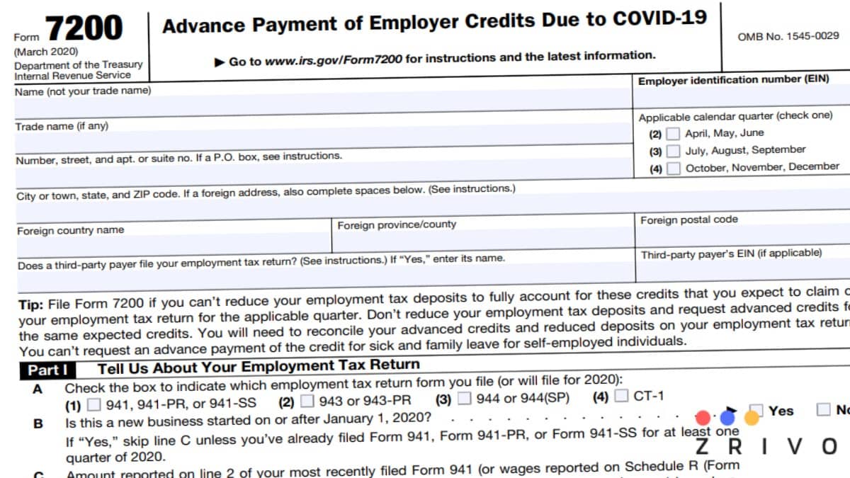 IRS Form 7200 IRS Form 7200