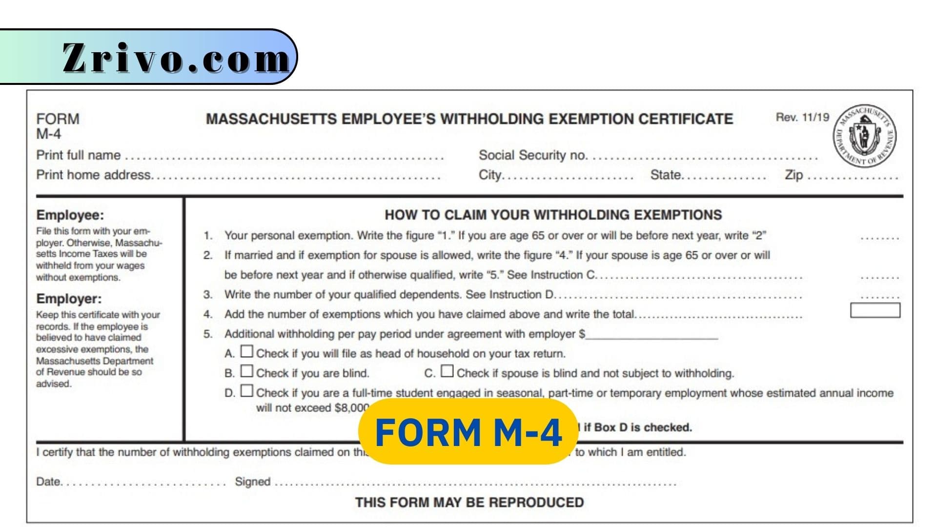 Form M-4 Form M-4