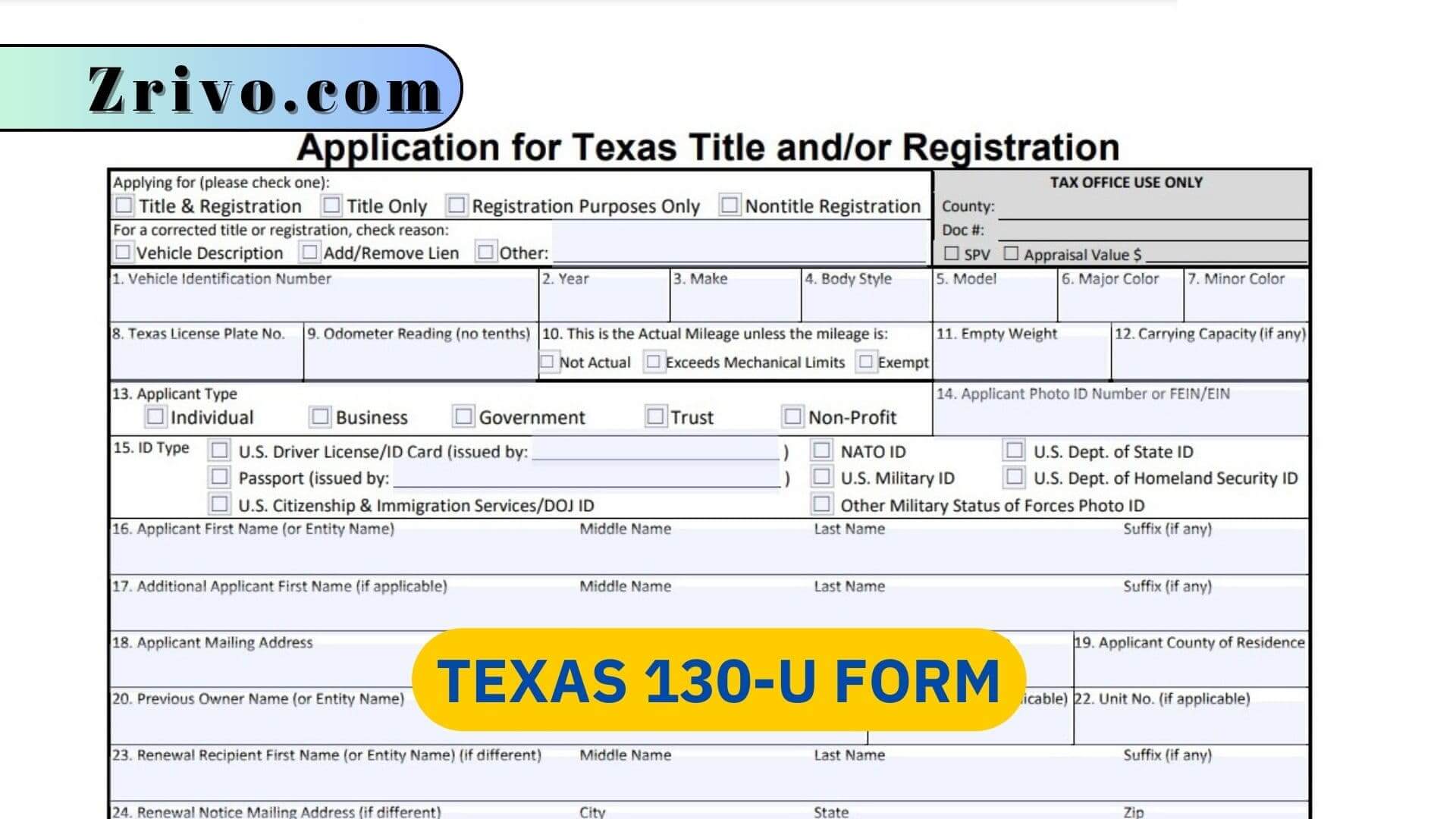 Texas 130-U Form Texas 130-U Form 2