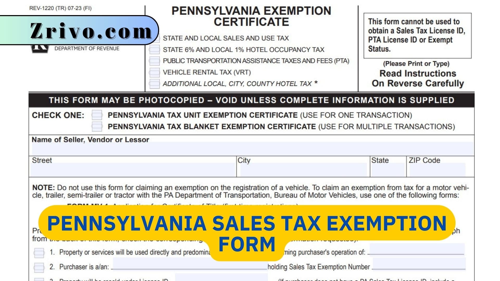 Pennsylvania Sales Tax Exemption Form Pennsylvania Sales Tax Exemption Form