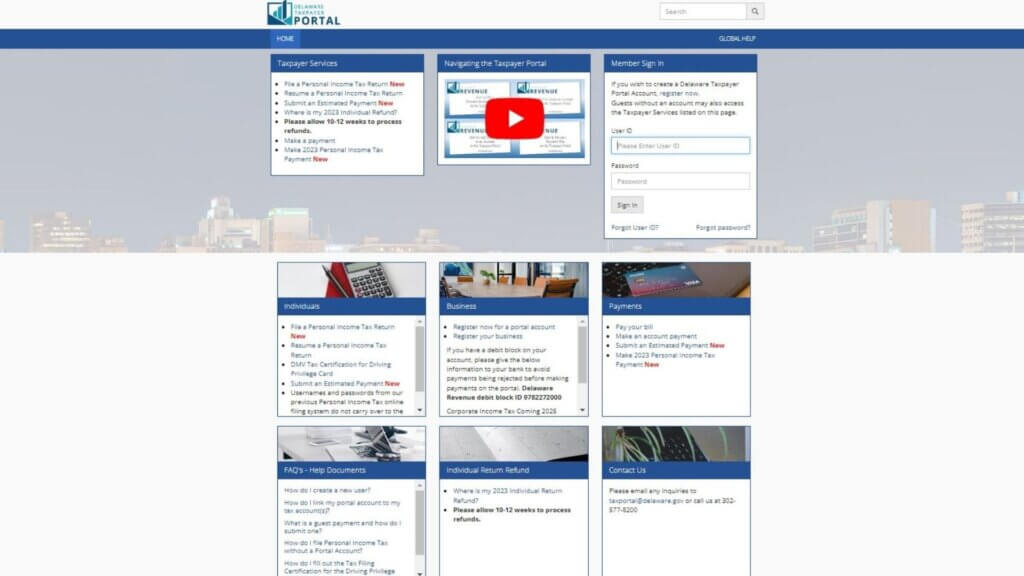 Delaware Tax Payment Portal Guide 1 How to Use the Delaware Tax Payment Portal