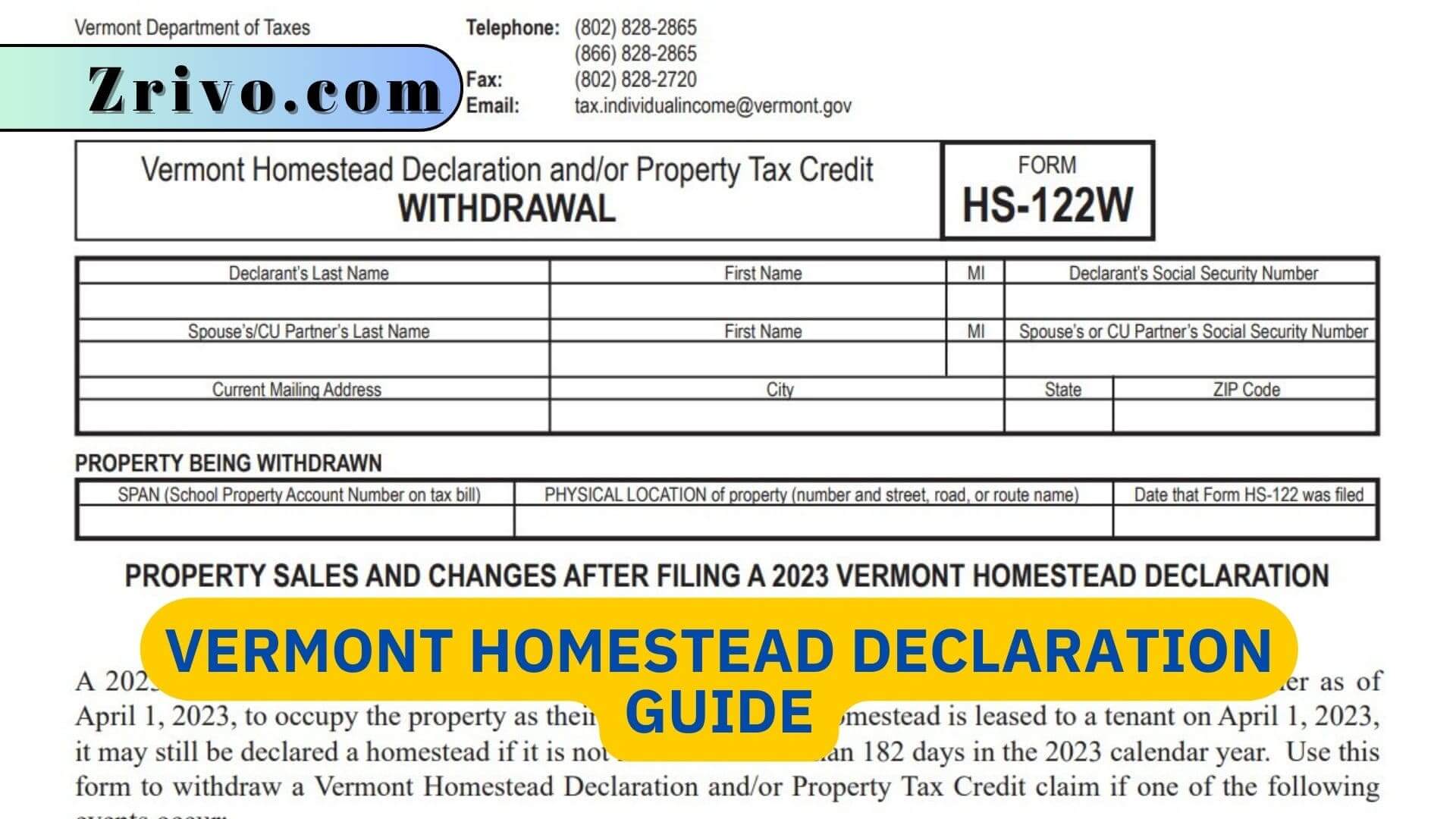 Vermont Homestead Declaration Guide Vermont Homestead Declaration Guide