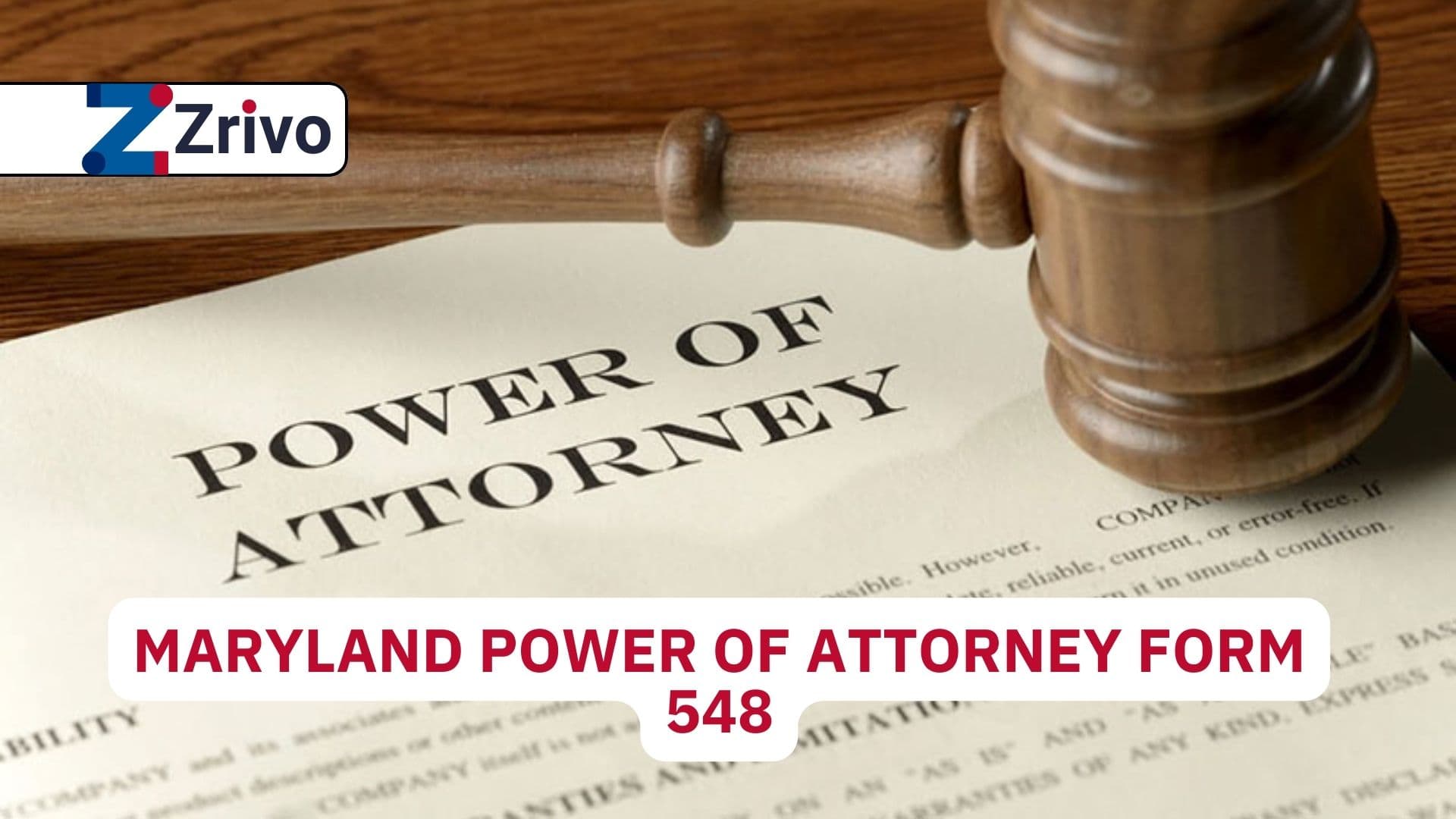 Maryland Power of Attorney Form 548 Maryland Power of Attorney Form 548